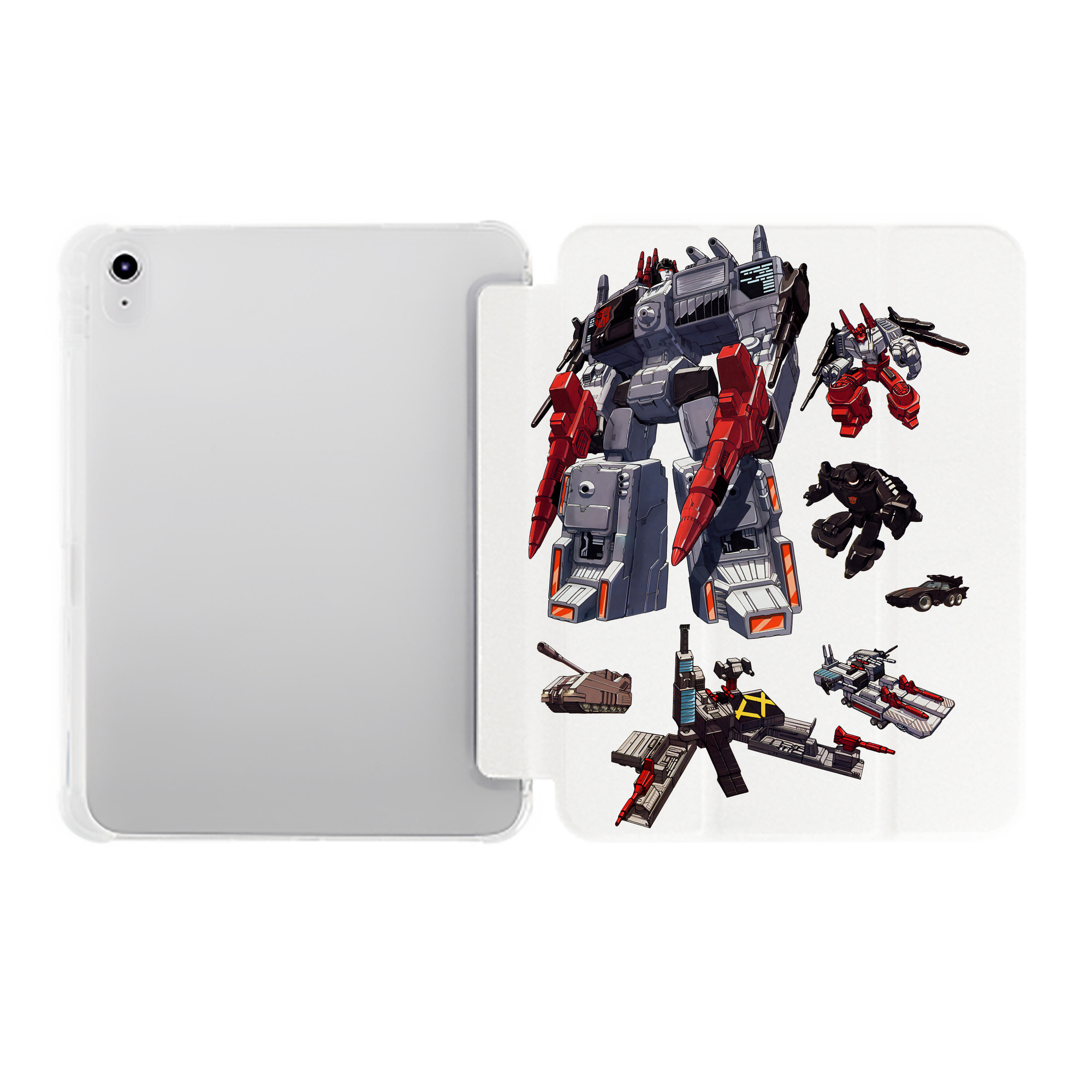 （画像用） Transformers トランスフォーマー IPad ケース ペン収納付き 三つ折りスタンド PUレザー×シリコン 対応機種9.5/10.5/10.9インチ